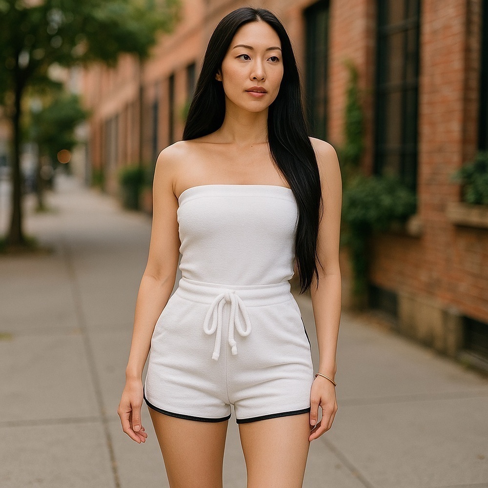 Fashion Nova Tube Top Strapless Romper Shorts
New